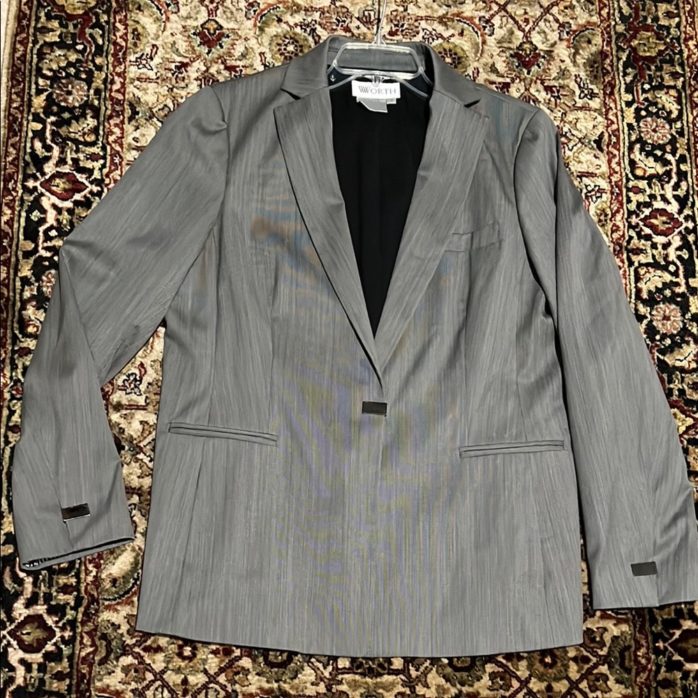 Worth Gray Modern Blazer Jacket Size 18